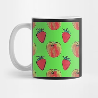 Apples and strawberries on green Mug